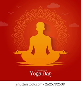 21st june international yoga day. meditation practice vector illustration