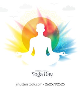 21st june international yoga day greeting template. meditating practicing background