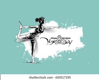 21st june international yoga day, vector illustration.