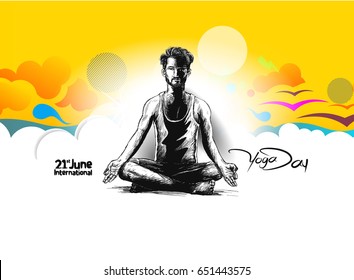 21st june international yoga day, vector illustration.