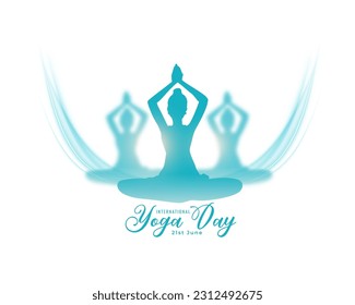21st june world yoga day background with women doing mediation vector