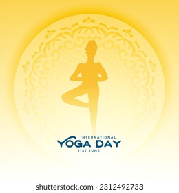 21st june world yoga day background for happy and healthy life vector