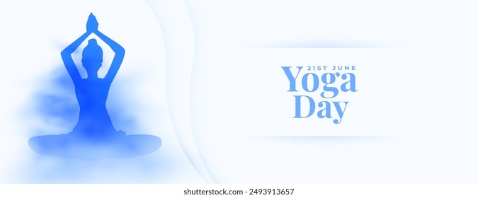 21st june world yoga day event poster with cloudy effect vector 