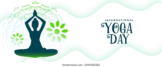 21st june world yoga day poster woman practicing yoga vector