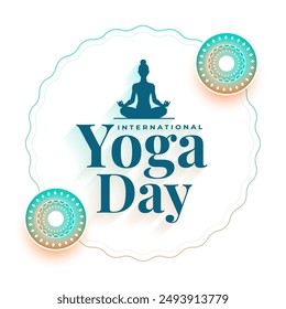 21st june yoga day white background for fitness and peace vector