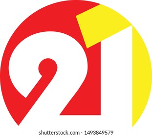 21st logo design in red and yellow colors