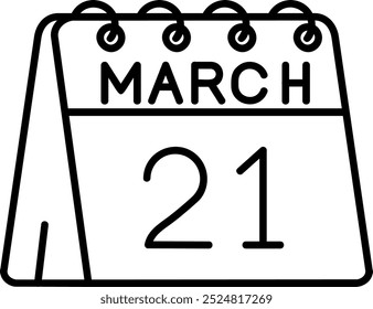 21st of March Line vector Icon Design