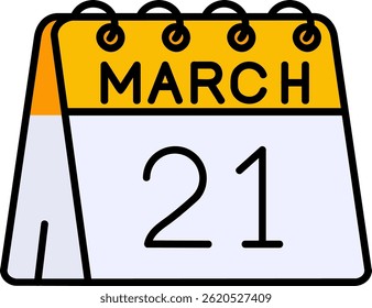 21st of March Line vector Icon Design