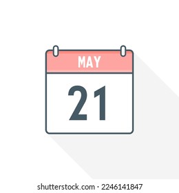 21st May calendar icon. May 21 calendar Date Month icon vector illustrator