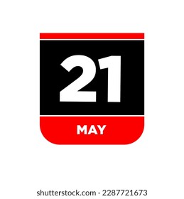 21st May Calendar vector icon. 21 may typography.