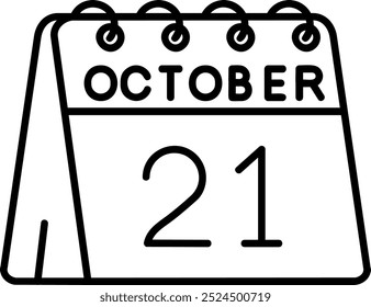 21st of October Line vector Icon Design