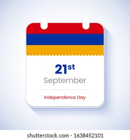 21st September, Independence day of Armenia. Creative country independence day calendar concept vector illustration.