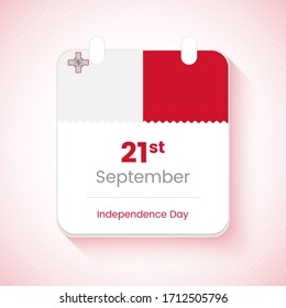 21st September, Independence day of Malta. Abstract country independence day calendar concept vector illustration.