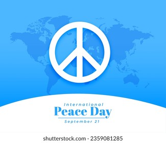 21st september international peace day event card with world map vector