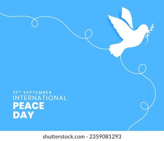 21st september international peace day poster with papercut dove vector