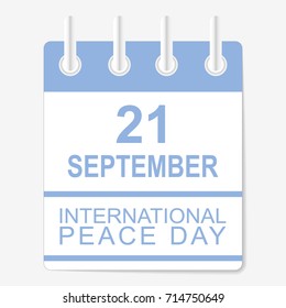 21st September International Peace Day Poster. Vector illustration isolated on white background.