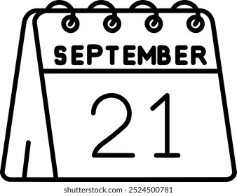 21st of September Line vector Icon Design