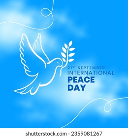 21st september world peace day message background with smoke effect vector