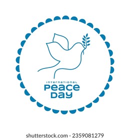 21st september world peace day card with line art dove bird vector