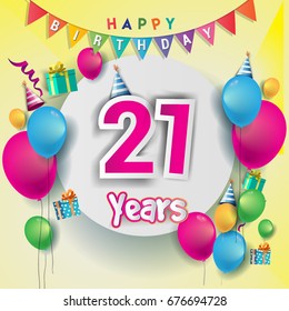 21st Years Anniversary Celebration Birthday Card Stock Vector (Royalty ...