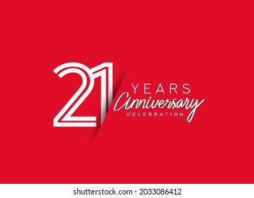 21st Years Anniversary celebration logo, flat design isolated on red background.