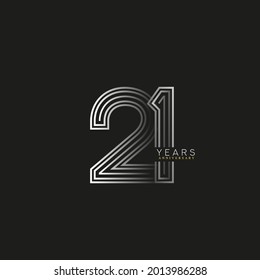 21st years anniversary celebration logotype with linked number black and white. Simple and modern design, vector design for anniversary celebration.