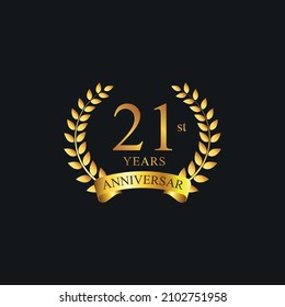 21st years anniversary golden laurel wreath