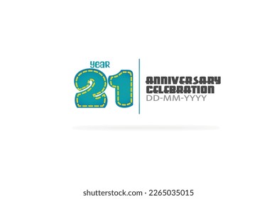 21, 21 años, 21 años de celebración de aniversario estilo divertido color verde y azul sobre fondo blanco para tarjetas, evento, vector de banner