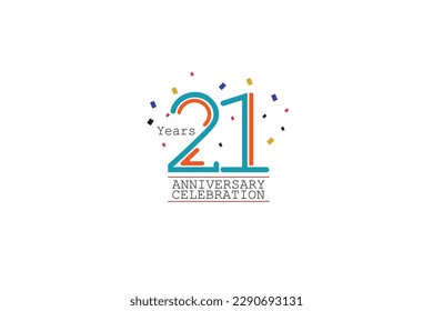 21th, 21 years, 21 year anniversary 2 colors blue and orange on white background abstract style logotype, vector design for celebration vector