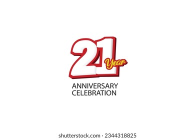 21th, 21 years, 21 year anniversary minimalist logo, jubilee, greeting card. Birthday invitation, sign. Red space vector illustration on white background - Vector