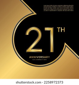 21th Anniversary Celebration. Logo design with gold color numbers for an anniversary celebration event. Logo Vector Templates