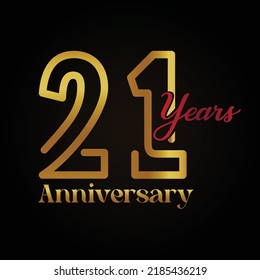 21th Anniversary Celebration Logotype Handwriting Golden Stock Vector ...