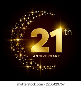 21th Anniversary Template Design Concept for Birthday Celebration Event. Logo Vector Template