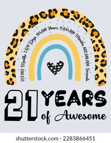 21. Geburtstag-T-Shirt, 21 Jahre Awesome, Typografie-Design, Meilenstein Geburtstagsgeschenk