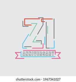 21th Years Anniversary Logo Birthday Celebration Abstract Design Vector Illustration.
