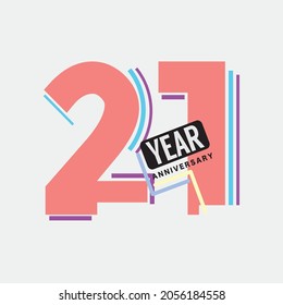21th Years Anniversary Logo Birthday Celebration Abstract Design Vector Illustration.