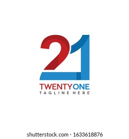 21/Twenty One Numeric Monogram Typography Abstract Creative Business Logo