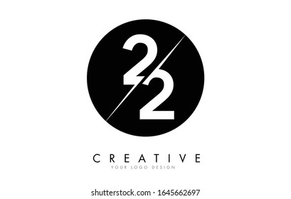 22 2 2 Number Logo Design with a Creative Cut and Black Circle Background. Creative logo design.