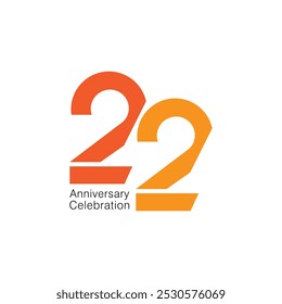 22, 22nd Anniversary Logo, 22 Logo Icon, Vector Template Design-Element für Geburtstag, Einladung, Hochzeit, Jubiläum, und Grußkarte Illustration.