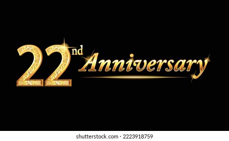 22 anniversary celebration.22nd anniversary celebration. 22 year anniversary celebration with glitter and black background.