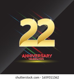 22 anniversary logo vector template. Design for banner, greeting cards or print