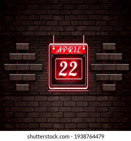 22. April - Kalendersymbol, Vektorgrafik, auf türkisem Hintergrund