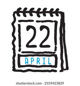 22 April date calendar - A simple yet elegant line art illustration of a date calendar captures the essence of organization and timekeeping. The clean lines and minimalistic design 
