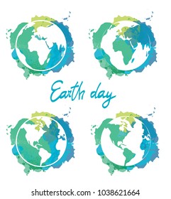 22 April. Earth Day. Vector illustration of Earth global on white background