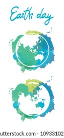 22 April. Earth Day. Vector illustration of Earth global on white background.