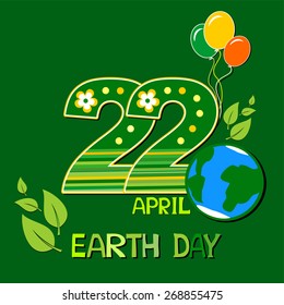 22 april. Earth day. Vector Illustration