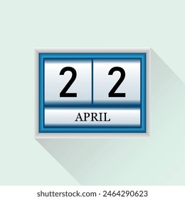 22 April flat daily calendar icon. Vector calendar template for the days of April