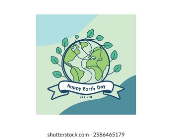 22 April Happy Earth Day Logo, Eco-Friendly Design, Earth Day Vector, Green Planet Logo, Environmental Awareness, Save Earth Emblem, Earth Day Badge, Nature Symbol