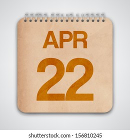 22 April on Old Notebook Vector 