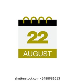 22 august calendar date icon vector eps